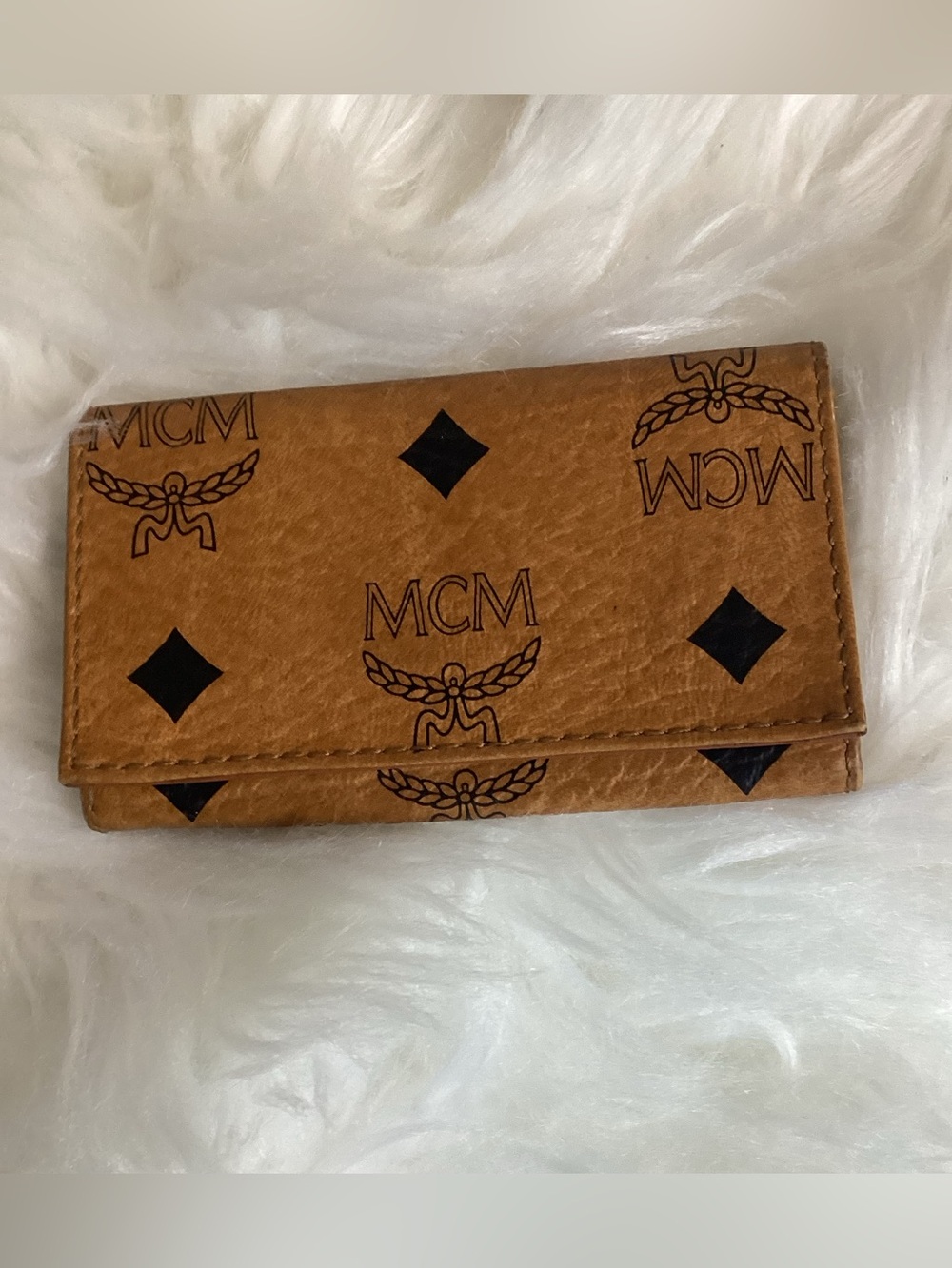 MCM Cognac Visetos Logo 4 keyholder